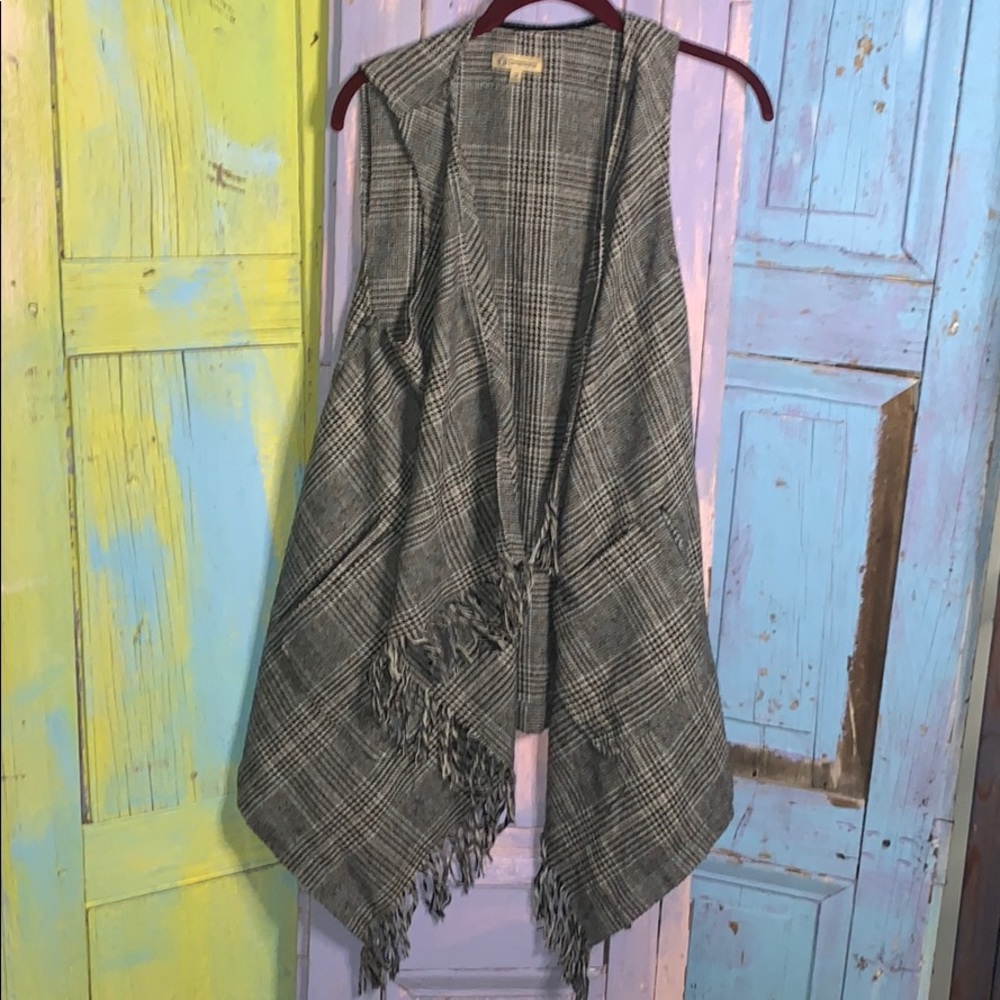 🍂 Democracy Plaid Fringe Vest
